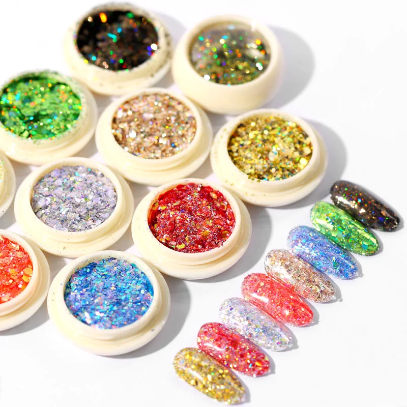 

6pcs/set Nail Glitter Super Sparkly Sequins Laser Chrome Powder Body Sequins Nail Art Pigment Glitter Kit Manicure Decoration
