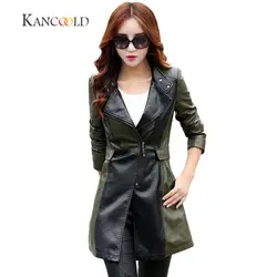 KANCOOLD 2017 ФАС зима Frauen Lederjacke режим Schlank лоскутное Lange Weibliche Jacke Хоэ Qualitat PU Motorrad каминные Oct4