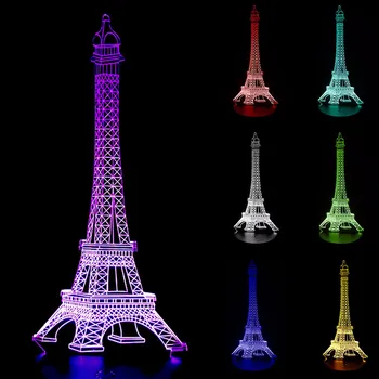 

Creative 3D Visual LED Night Lamp The Eiffel Tower 3D Illusion Night Light Home detcor Lamp 7 color changing USB led night light