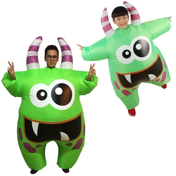 

Inflatable Green Monster Costumes Scary Green big Mouth Monster Deluxe Costume kids Adult Halloween Cosplay Inflated Garment