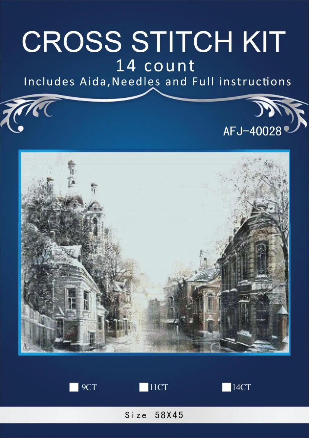

ONEROOM Needlework,DIY DMC 14CT Cross stitch Embroidery,The Snow City home arts Counted White canvas Cross-Stitching handmade