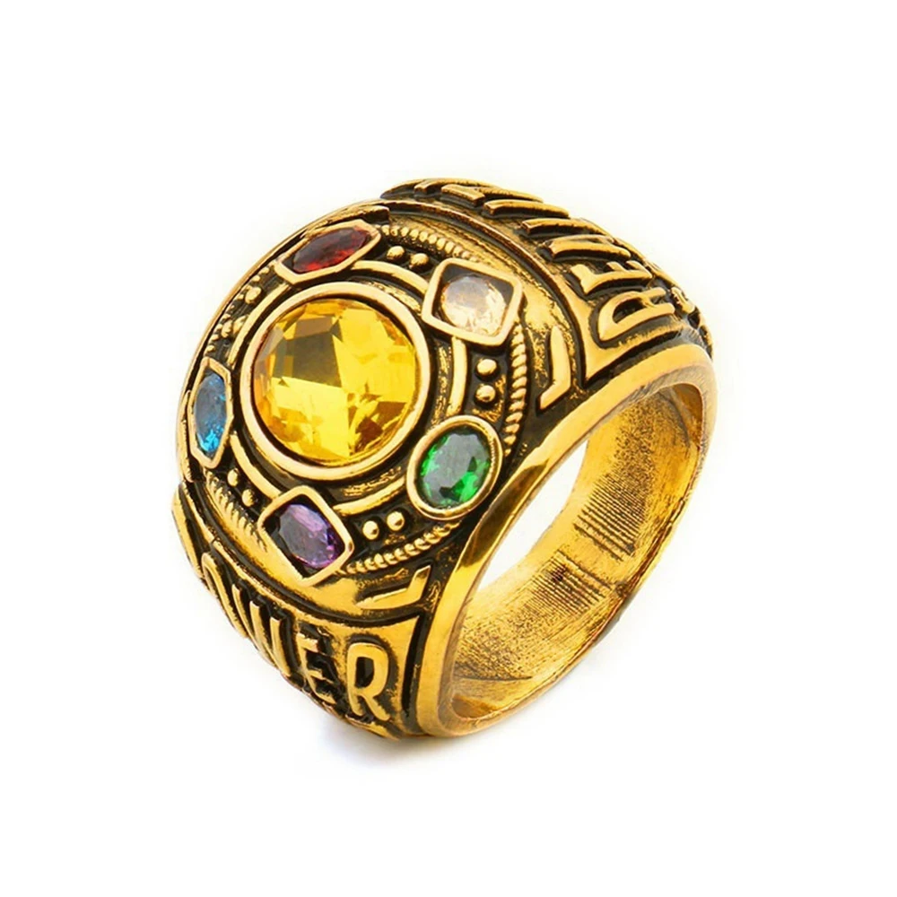 

2PCS Hot Marvel Avengers Endgame Infinity War Thanos Ring Men Size 7-12 Thanos Power Crystal Ring For Women Fans' Souvenir Gifts