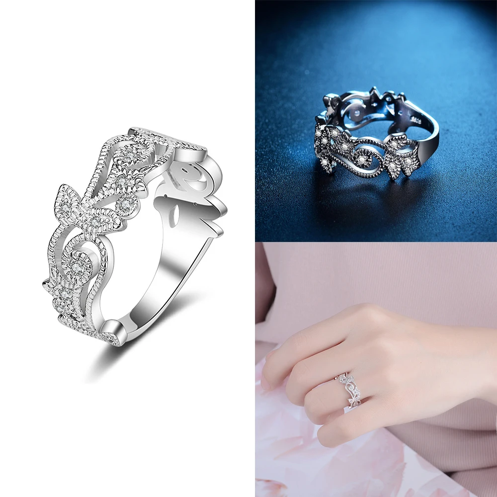 

2018 Fashion Hot Women Silver Lucky Flower Ring Jewelry Rings Engagement Wedding Gifts New Arrival Wedding Rings