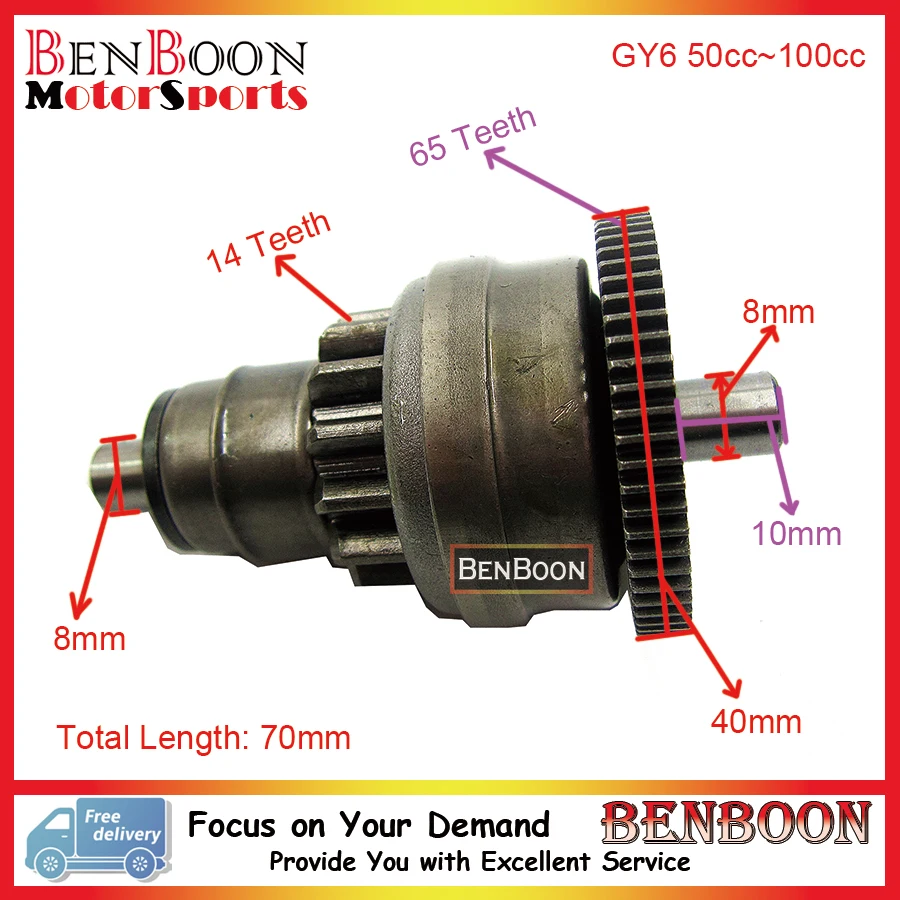 GY6 50cc Engine Parts Start Clutch Gear Bendix 139QMB Chinese Scooter