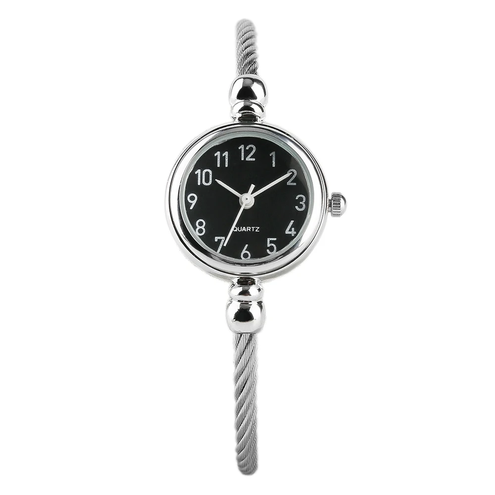 Elegant 2018 New Arrival Women Bangle Watch Roman Number Dial Quartz Wrist Watch Simple Rotating Twist Stainless Steel Band (1)