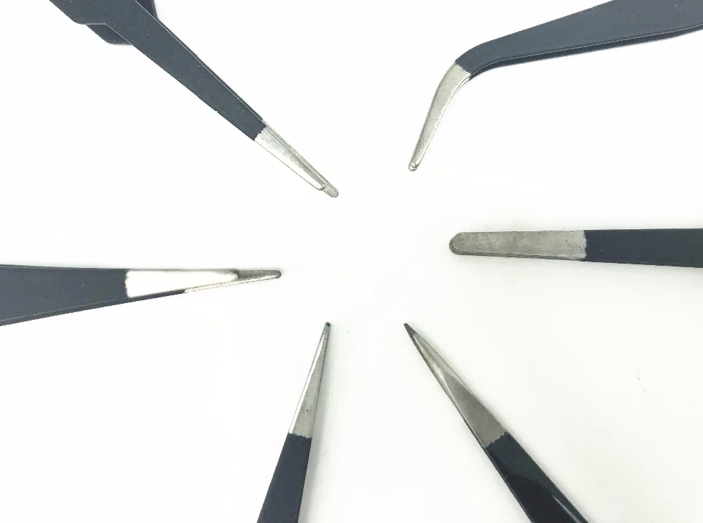 Promotion Tweezer Set Fashion 6pcs BGA Precision Antistatic Tweezers Stainless Tweezers Jewelry Tool