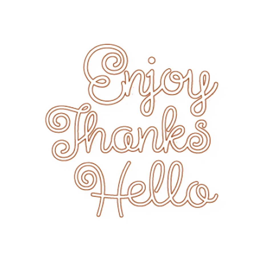 

YaMinSanNiO Letter Enjoy Hello Thanks 3PCS Mental Cutting Dies for Scrapbooking Embossing Decorative Craft DIY Cards