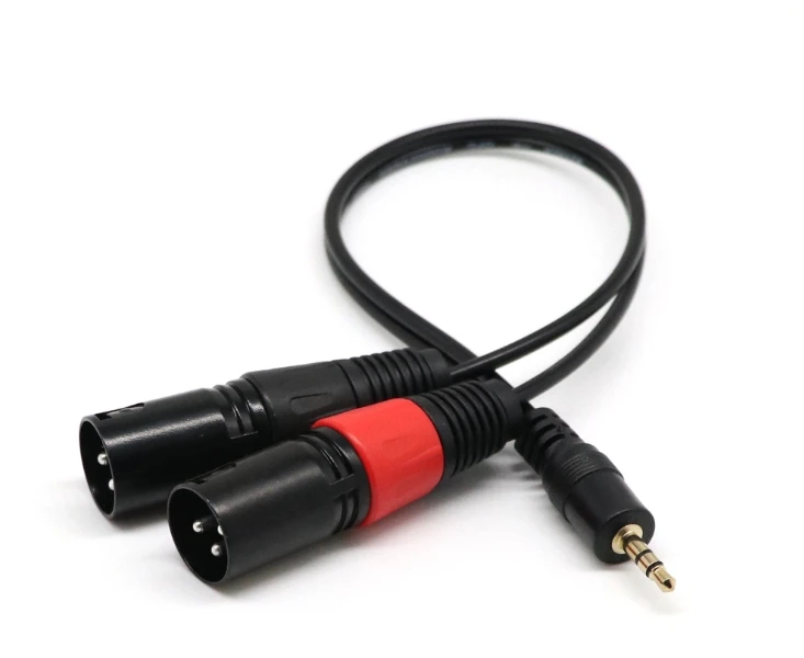 3.5 mm mini jack Stereo TRS to Dual XLR 3 pin Male Plug unbalanced Interconnect Cable,Y splitter patch cable cord