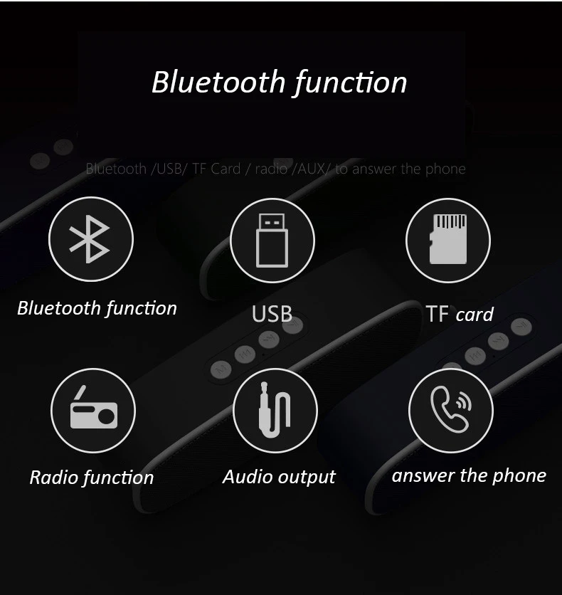 Portable wireless Bluetooth Speaker Stereo big power 10W system TF FM Radio Music Subwoofer Column Speakers for Computer (7)