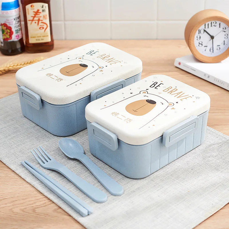 

Cute Cartoon Lunch Box Bento Microwave Food Storage Container Children Kids School Office Portable Box Dinnerware Dropshipping