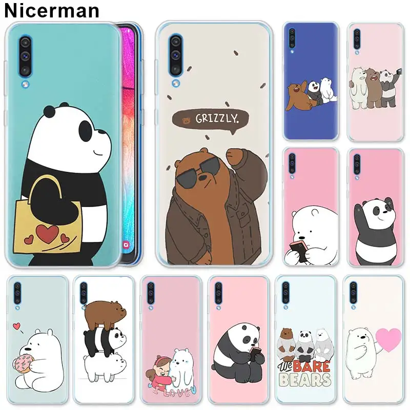 

Soft TPU Case for Samsung Galaxy A50 A70 A40 A20e A10 A30 A80 A6 A8 Plus A7 A9 Cover we bare bear Silicone Case