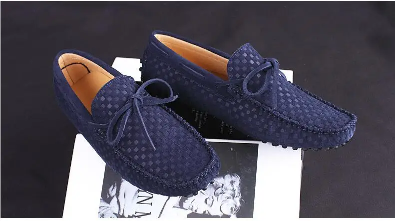 Men's Casual Suede Handmade Velvet Loafers Breathable Leather Driving Shoes Slip-on Boat Shoes Fashion Moccasins Men's Flat Shoe (4)