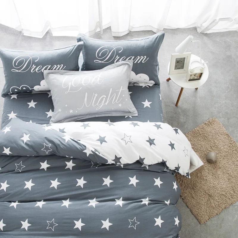 Bedding Sets Black And White Star Print 100 Cotton Twin Double
