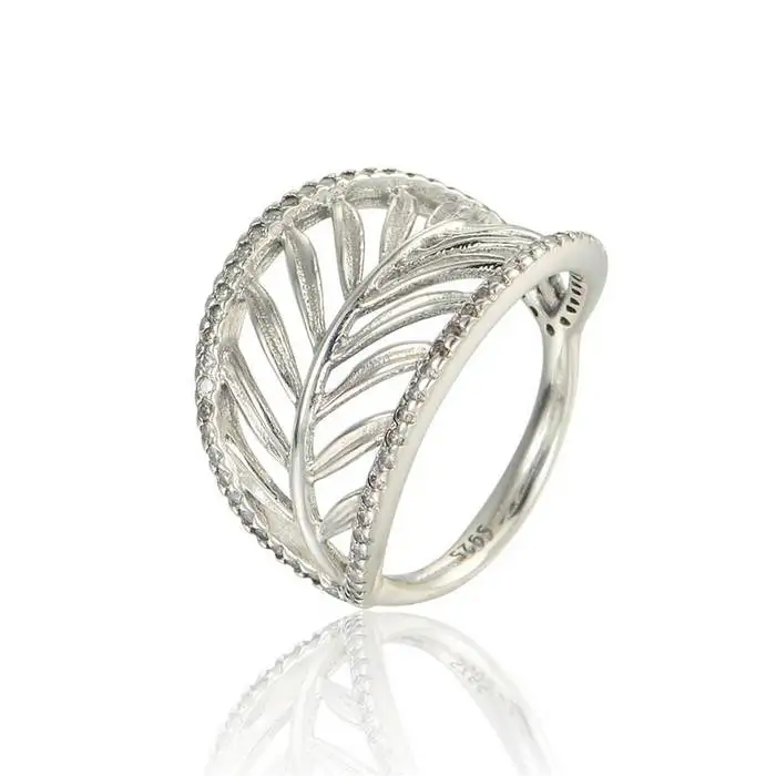 

New leaves ring Authentic 925 Sterling Silver Fashion charm Ring Wedding Rings Fits European Brand Jewelry RIP145