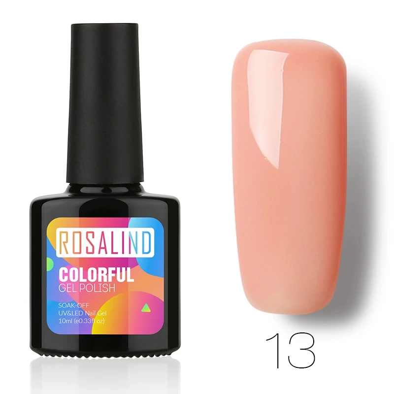 ROSALIND, 10 мл, цветной Цветной Гель-лак, профессиональный, замачиваемый, УФ светодиодный набор с блестками для маникюра, Полупостоянный лак для ногтей - Цвет: RB13
