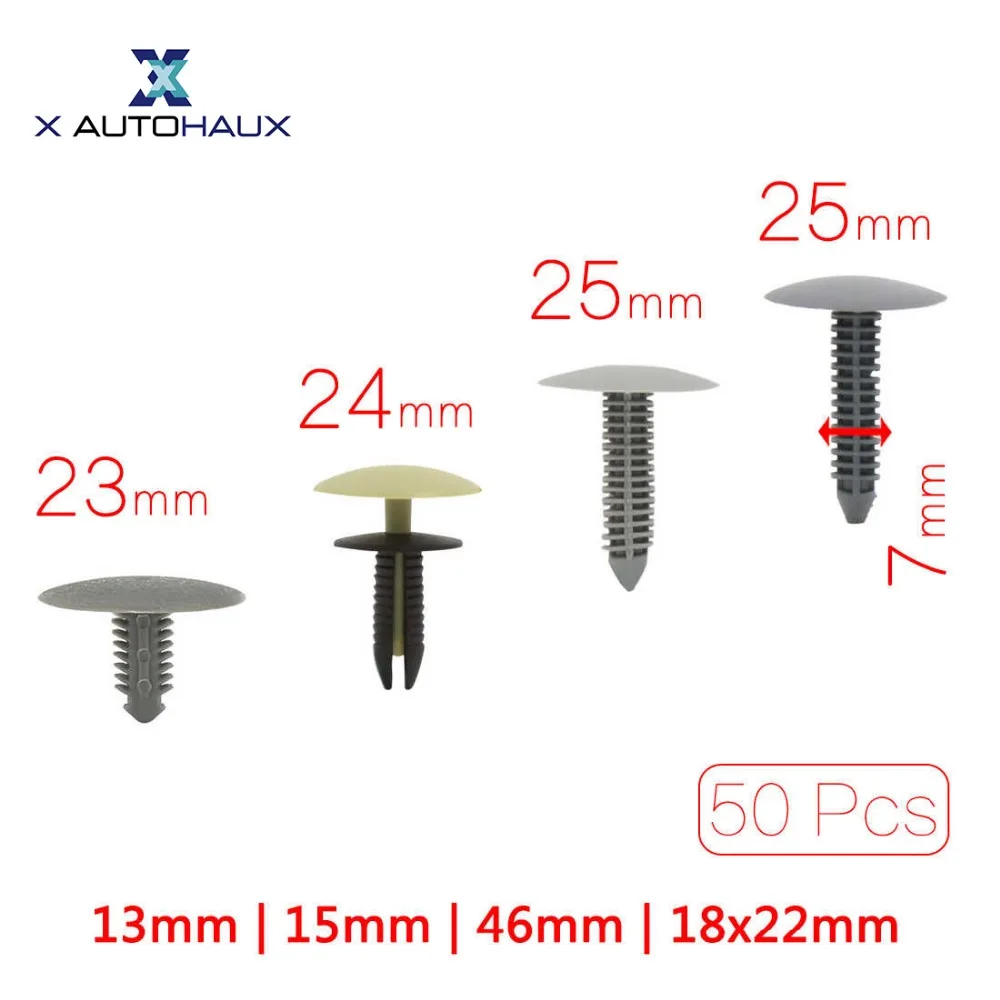 X AUTOHAUX 50 шт. подходит отверстие 7 мм | 6 мм Автомобильная пластиковая отделка дверной панели фиксатор зажимы заклепки серая головка 13 мм 15 мм 23 мм 24,5 мм