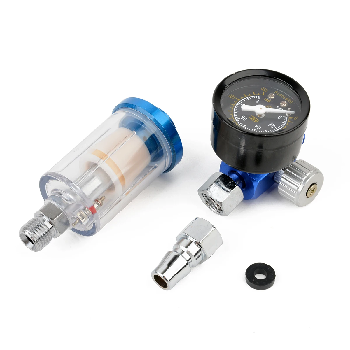 1pc 150mm In-Line Water Trap Filter with Air Pressure Regulator Gauge Spray Tool 1/4 thread 0-140PSI/10Bar