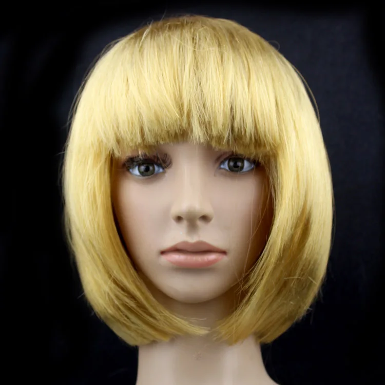 Горячая Распродажа 1 шт. модные новые женские короткие прямые длинная челка парик-Боб косплей парик аксессуары для волос 16 цветов выбор - Цвет: Dark golden