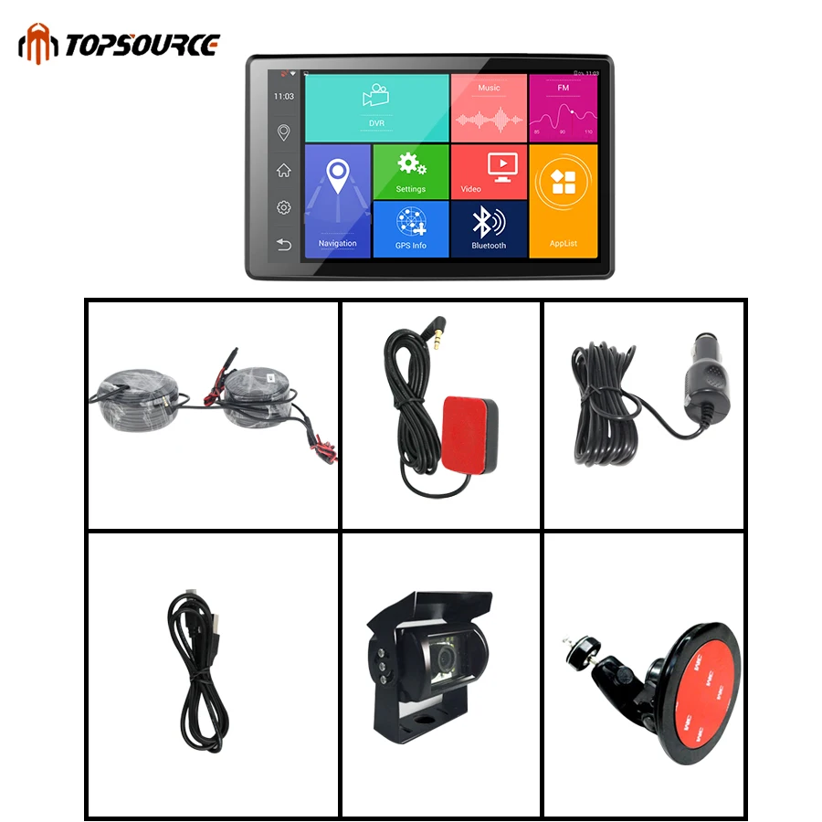 Topsource 9 дюймов ips sceen gps навигатор для грузовика Автомобильный видеорегистратор с