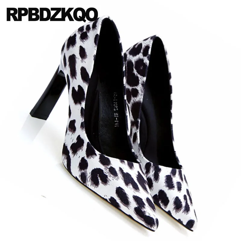 luxury leopard print high heels ladies 8cm shoes stiletto black brown thin new pointed toe size 4 34 scarpin suede 2019 pumps