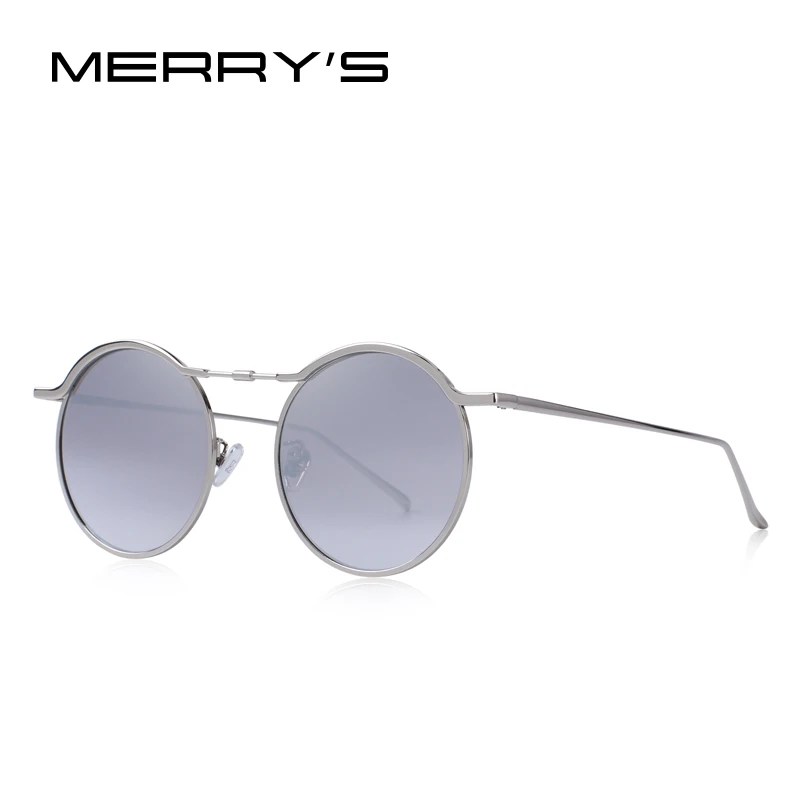 MERRYS дизайнерские женские модные круглые солнцезащитные очки, брендовые дизайнерские солнцезащитные очки с защитой от уф400 лучей S6120 - Цвет линз: C05 Silver