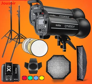 

Godox QT1200II 1200WS GN76 1/8000s HSS Studio Flash Strobe Lighting Kit & X1T Transmitter+Grid Softbox+Barn Door+Light StandCD15