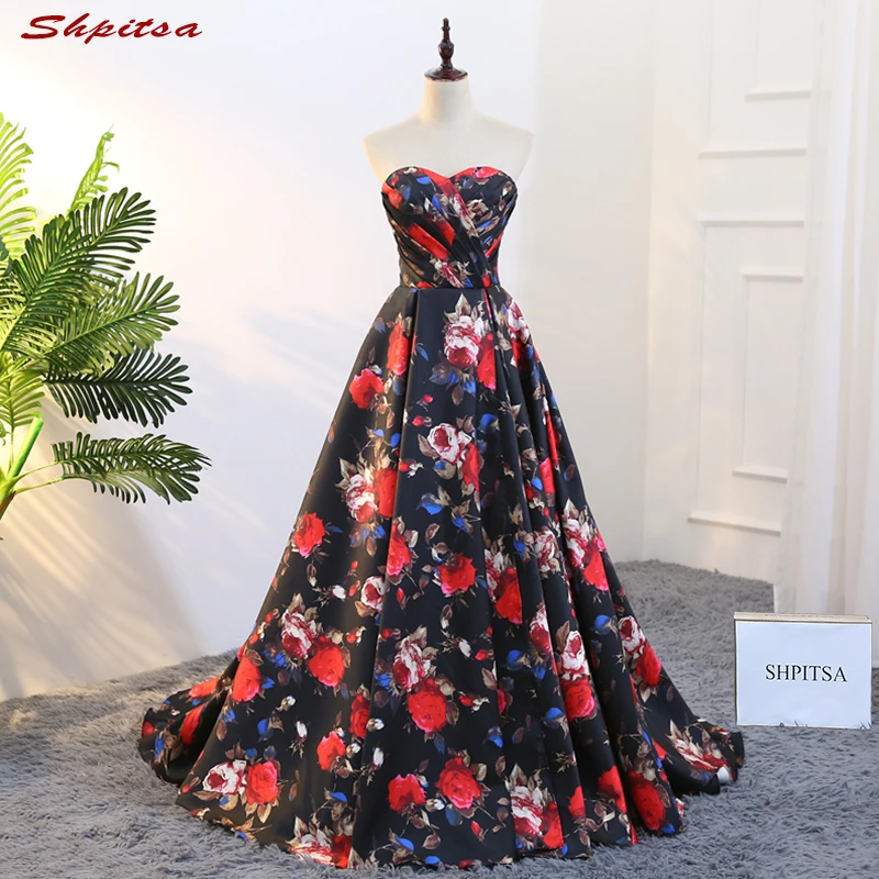 

Floral Long Evening Dresses Party 2018 Plus Size A Line Sweetheart Beautiful Women Elegant Prom Formal Evening Gowns Dresses