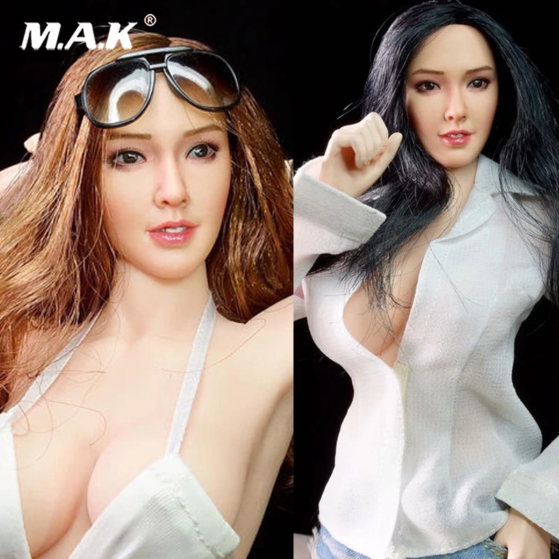 

SUPER SDH001 DUCK 1/6 Scale Female Head Sculpt Brown/Black Hair Similiar to Angelababy for PH Jiaodoll Action Figure