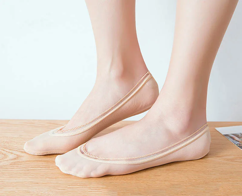 [WPLOIKJD] 1 пара противоскользящие, из дышащей ткани кристалл шелк силиконовые для женщин носки для девочек новый продукт впитывает пот