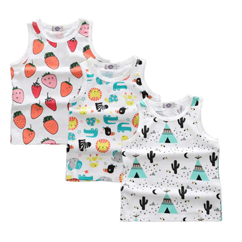 3 шт./партия, одежда для маленьких мальчиков и девочек Летний жилет без рукавов с фруктовым принтом для малышей Модная рубашка для новорожденных и топ, Товары для малышей, DSY210 - Цвет: as picture