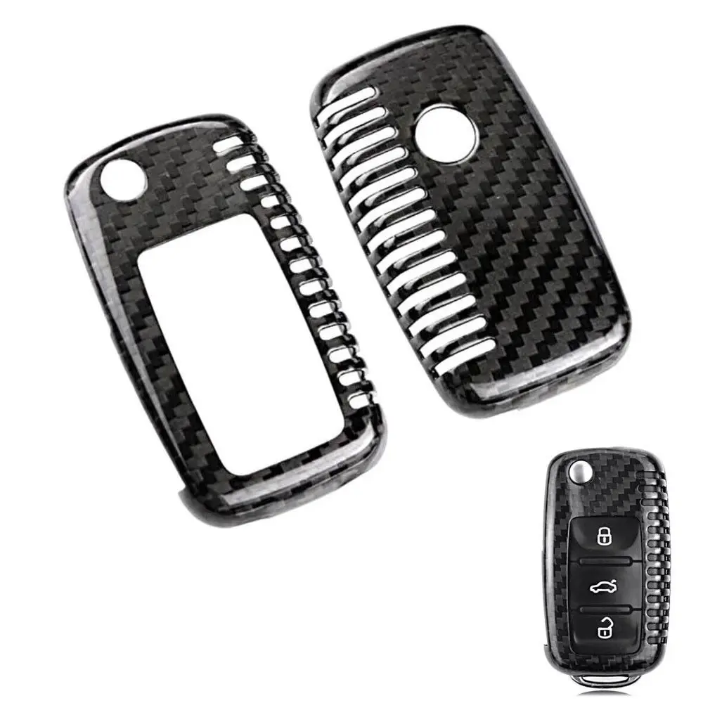 

Carbon Fiber Flip Remote Key Shell Cover Case for Golf MK5 Beetle Polo Jetta GTI Tiguan Eos Touareg Rabbit Passat car styling