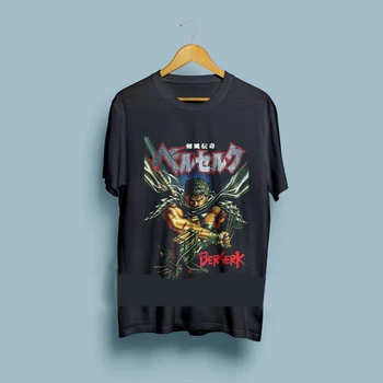 

New BERSERK GUTS Japan Manga Artwork Tee Men's Black T-Shirt Size S-3XL Short Sleeve Hipster Tees Top Tee T Shirt Plus Size