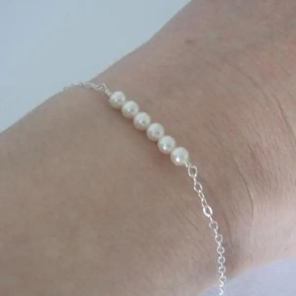 Элегантный браслет ручной работы с имитацией жемчуга Золотая Серебряная цепочка