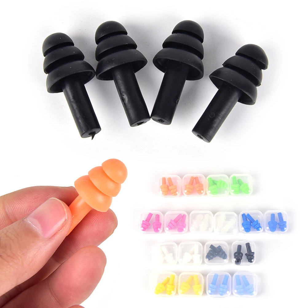 2 Pairs Silicone Waterproof Travel Ear Plugs Swimming Earplugs Ear