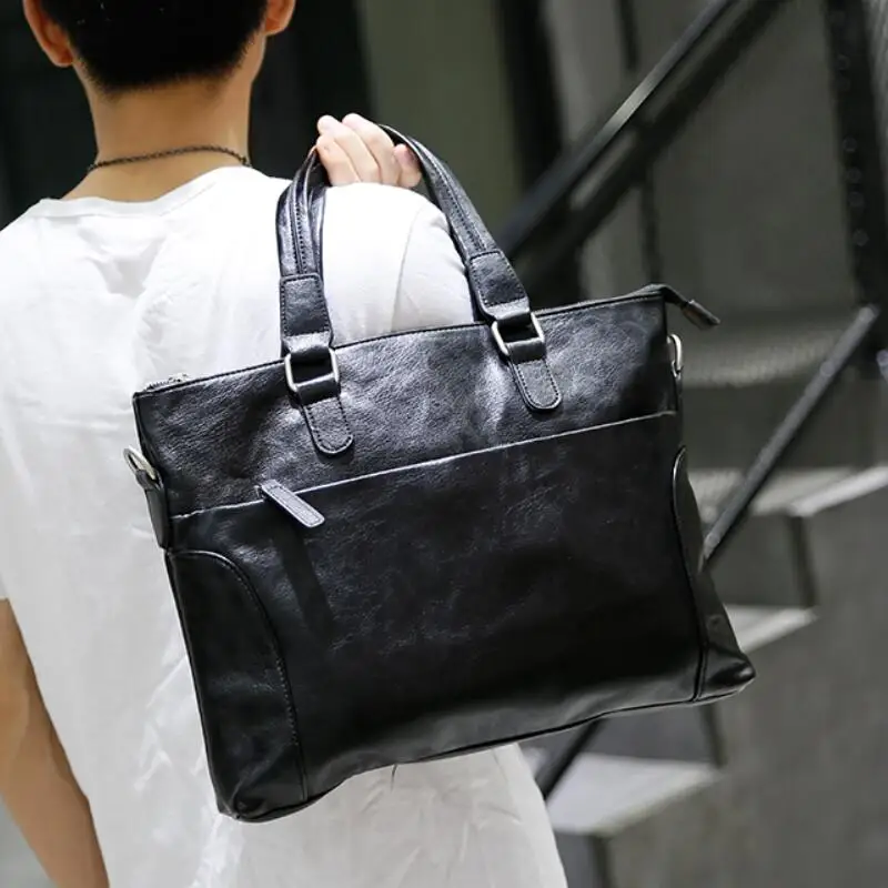 جديد أسود بو الجلود الرجال حقائب حقائب الكتف محمول حمل الذكور crossbody رسول حقائب الأعمال حقيبة العمل