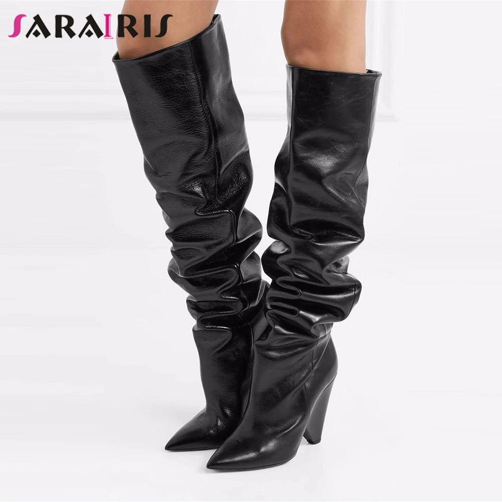 

SARAIRIS Brand New Big Size 44 Ladies High Heels Pointed Toe Women Shoes Woman Casual Party Ol Sexy Autumn Over The Knee Boots