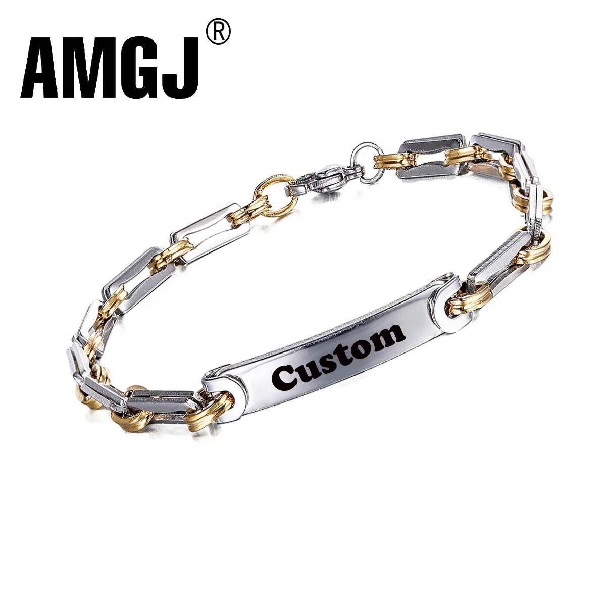 

AMGJ Women Bracelet Gold and Silver Color Stainless Steel Link Chain Bracelet Female Accessory Hip Hop Rock Party Jewelry
