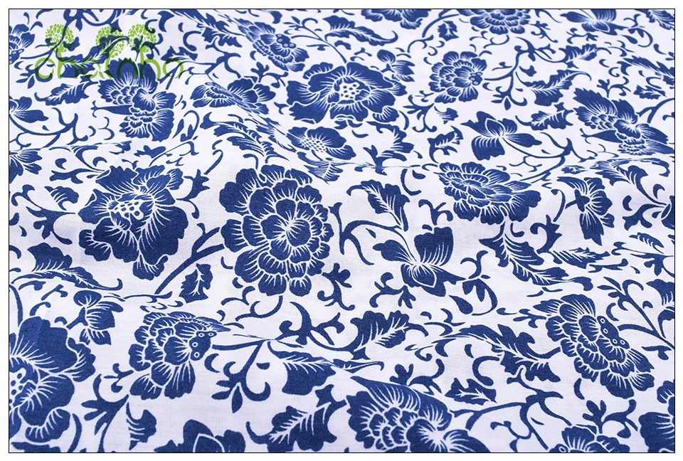 Chainho, синий и белый фарфоровый узор, хлопковая ткань с принтом, для шитья и шитья, платье, рубашка, юбка, поплин, полуметр