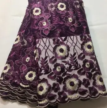 

African Lace Fabric 2019 Embroidered Nigerian Laces Fabric Bridal High Quality French Tulle Lace Fabric For Women ALM032 magenta