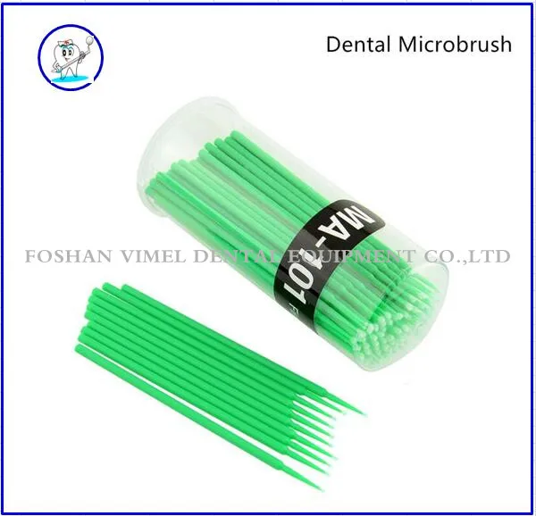 100Pcs Dental Lab Applicator Micro Brush Tips Fine Handle Tube Green