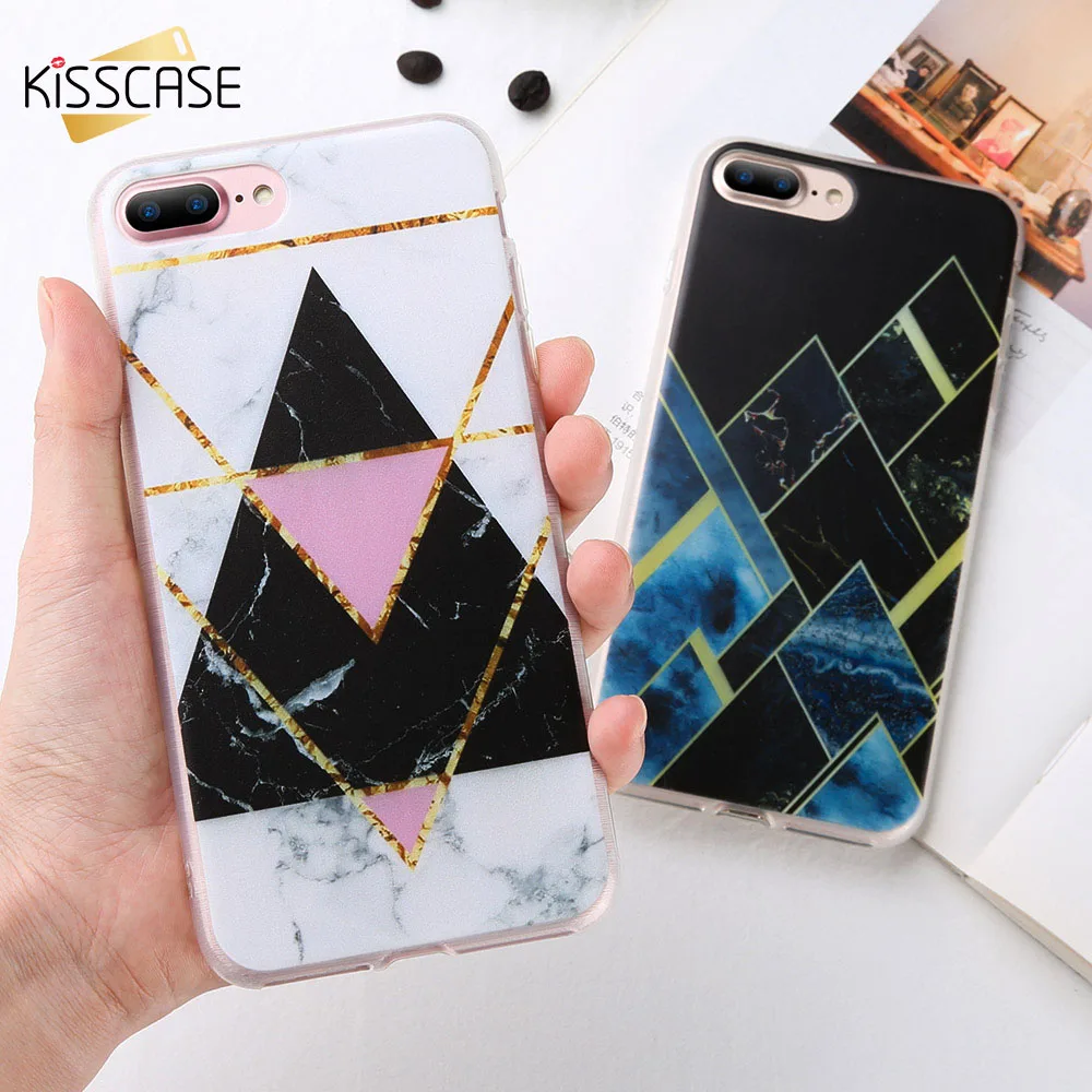 KISSCASE Soft TPU Case For iPhone X 8 7 6 6S Plus 5 5S SE Triangle Marble Capinhas Accessories |