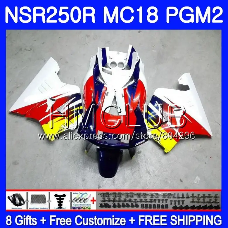 

Kit For HONDA NSR 250 R MC18 PGM2 NSR 250R NS250 NSR250R 88 89 Blue white 93HM.10 NSR250 R RR NSR250RR 1988 1989 88 89 Fairing