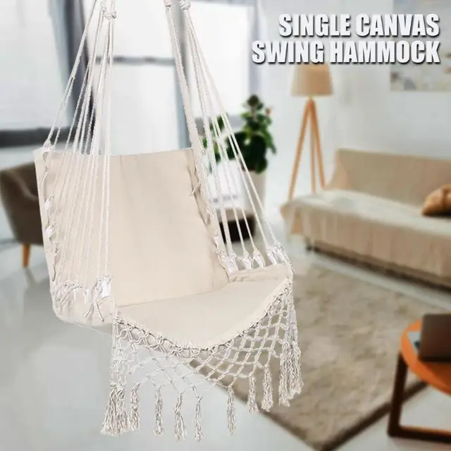 Nordic Style White Hammock Outdoor Indoor Garden Dormitory Bedroom Hanging Chair For Child Adult Swinging Single Safety Hammock 4