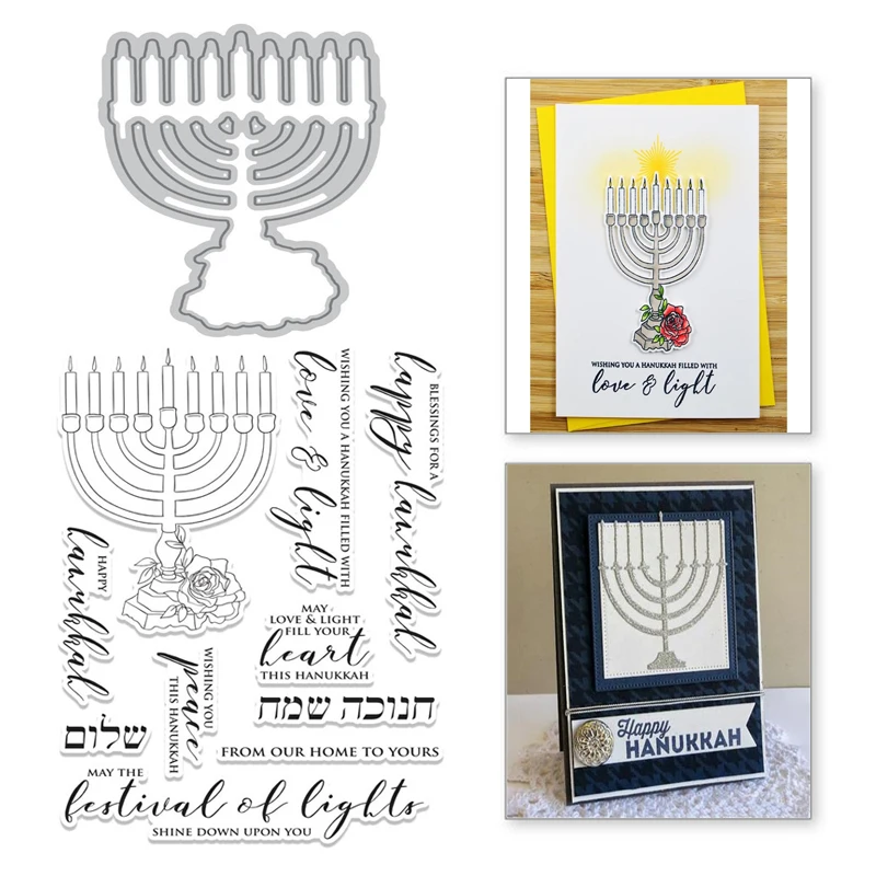 

YaMinSanNiO Candlestick Clear Stamps and Dies Candle Metal Cutting Dies Scrapbooking Making Card Album Embossing Crafts Stencils