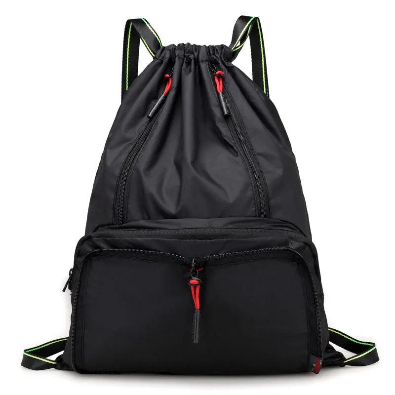 Легкий нейлоновый складной рюкзак Водонепроницаемый рюкзак со шнурком складной походный Кемпинг ультралегкий рюкзак для улицы Спортивная Сумка - Цвет: Black