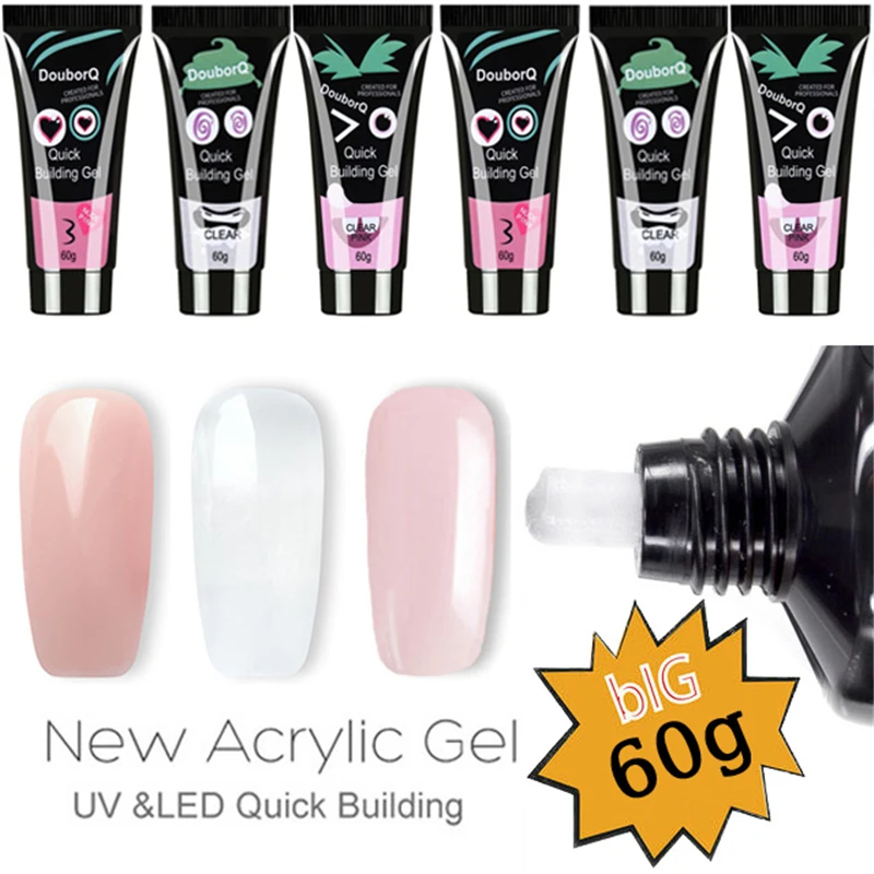 

60ml Poly Gel Quick Building Finger Extension 3colors Crystal Nail Gel UV LED Hard Nail Art Acrylic Builder Gel