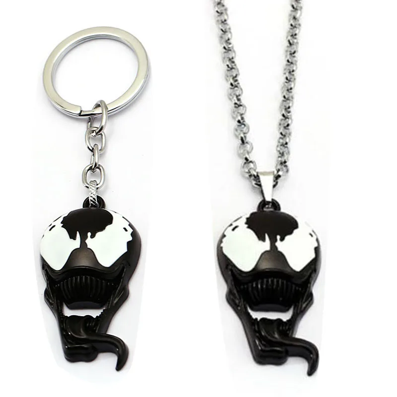 

Venom Keychain Spider man figure Keyring Avengers Black Metal Edward Eddie Brock Key Ring toy gift Men Skull thanos key Chains