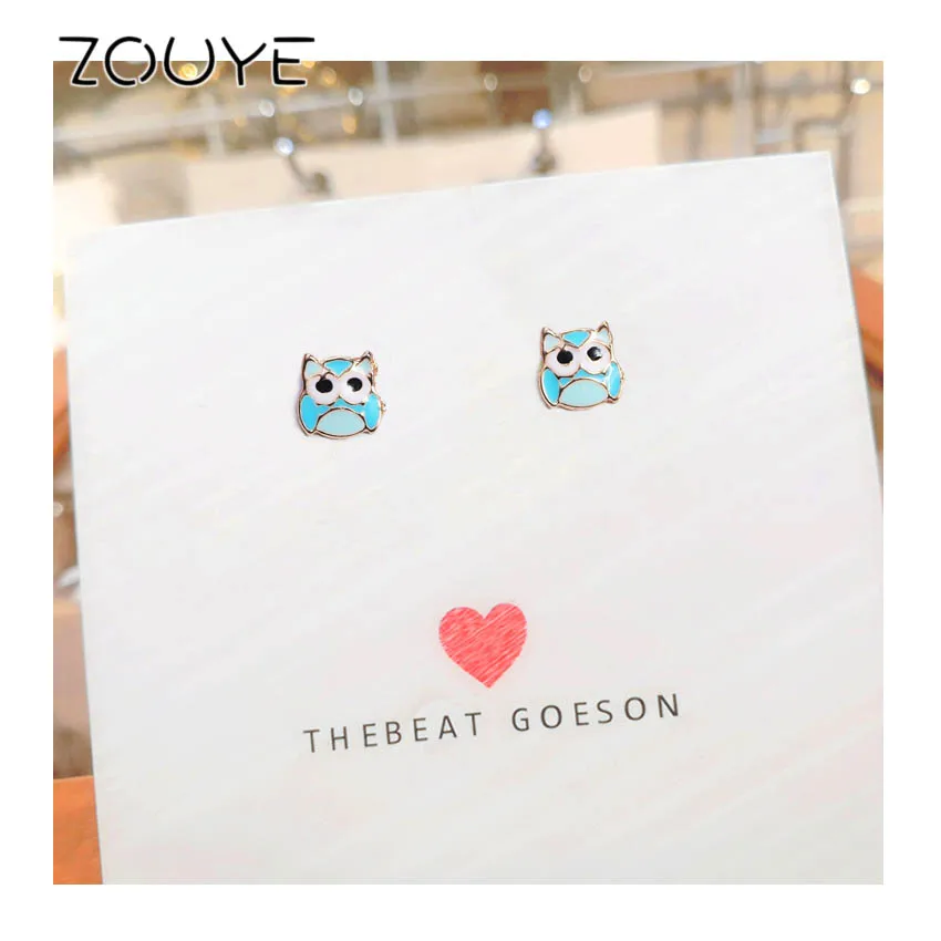 

ZOUYE Mini Summer Q-style Animals Stud Earrings Owl Concise Fairy Cute Romantic Fashion Jewelry Stud Earrings