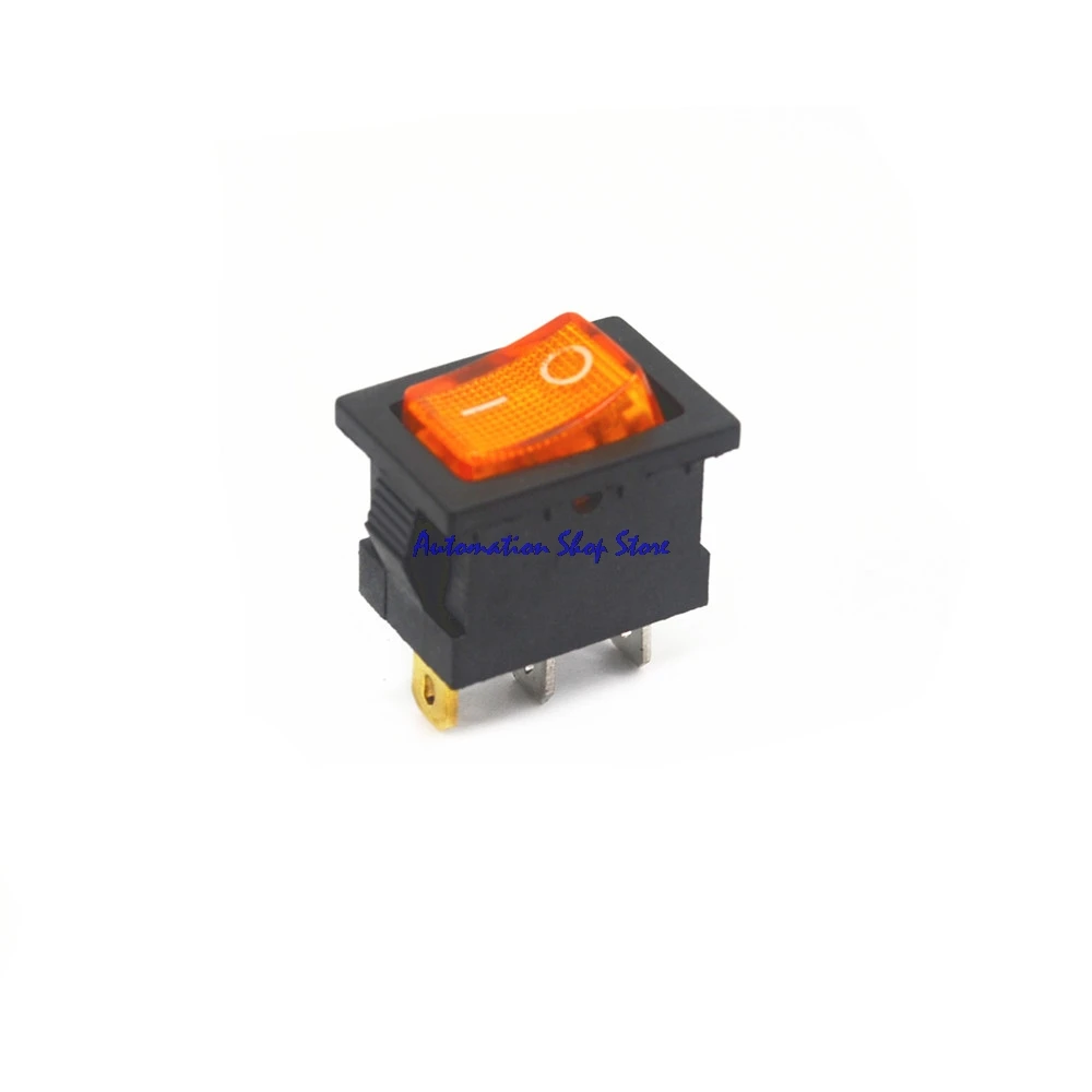 5pcs KCD1 Yellow LED Lighted Button On Off 3Pin SPST Boat Car Latching