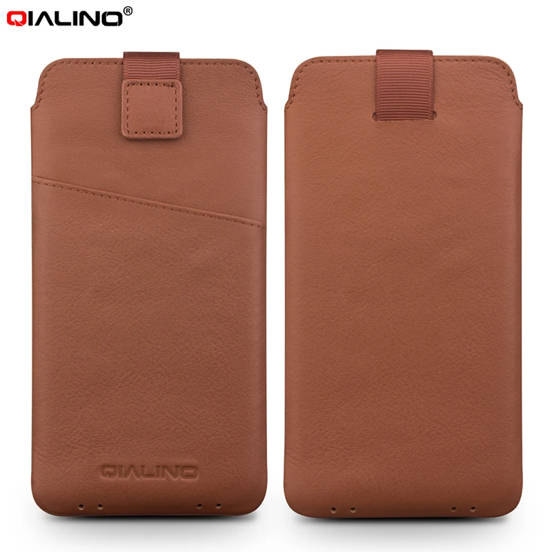For iPhone 7 Plus 5.5 inch Pouches & Bags QIALINO Genuine Leather Card